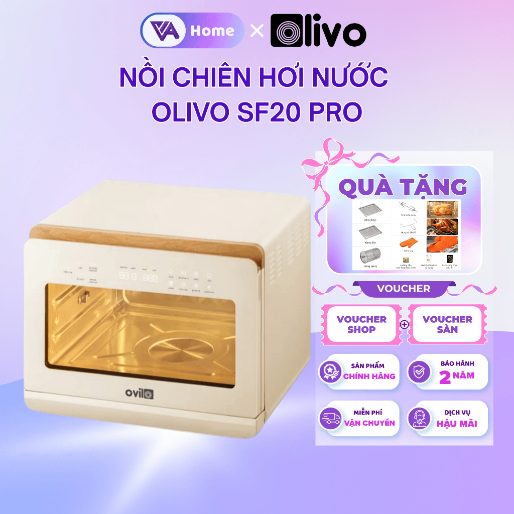 [OLIVO] Nồi chiên hấp đa năng OLIVO SF20 PRO dung tích 20L Nồi chiên hơi nước 70 chức năng- Bh 2 năm