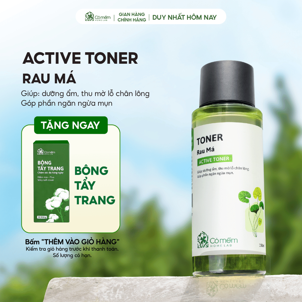 Active Toner Dưỡng Ẩm Ngừa Mụn Rau Má Dành Cho Da Mụn Da Dầu Nhạy Cảm Cỏ Mềm 150ml