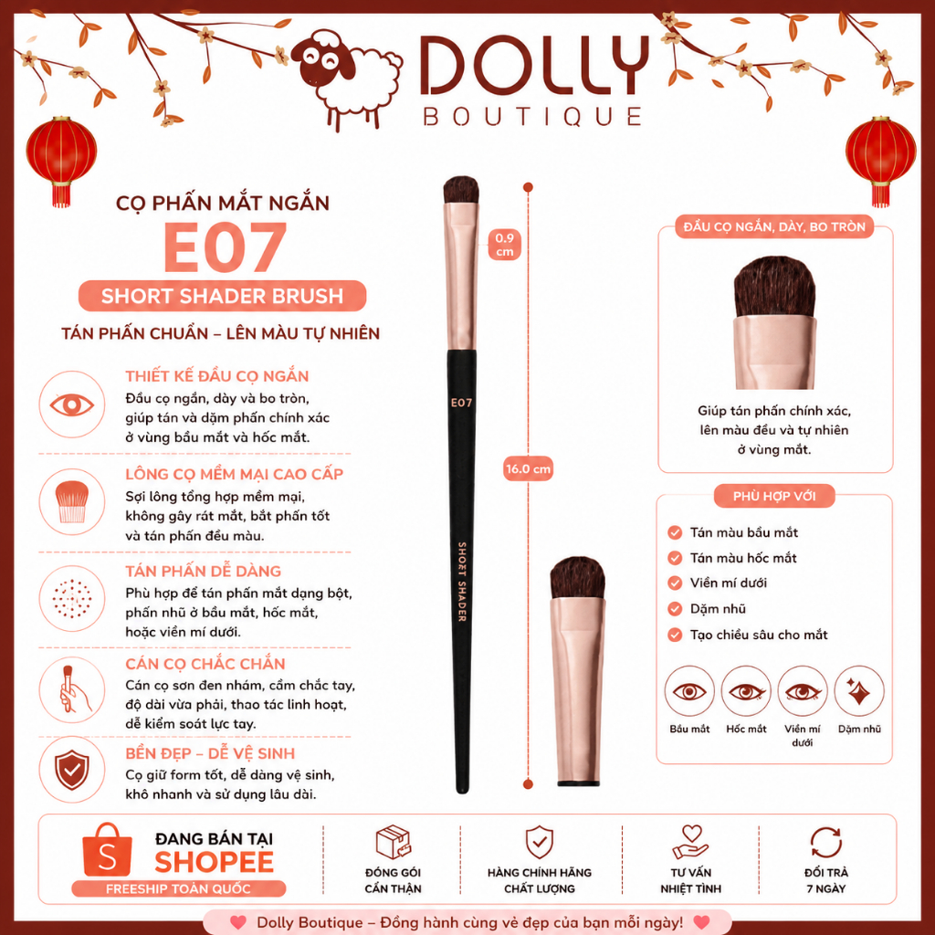 CỌ PHẤN MẮT NGẮN VACOSI SHORT SHADER BRUSH - E07