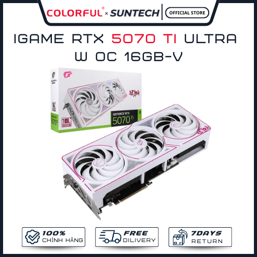 Card Màn Hình Colorful iGame RTX 5070 Ti ULTRA W OC 16GB-V - Thiết Kế Pop-Art Trắng Hologram, 16GB G