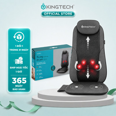 Đệm Massage KINGTECH KC-500S - Mát Xa Lưng 3D Chuyên Sâu Dùng Trên Ghế, Kết Hợp Tính Năng Nhiệt Hồng Ngoại - Chính Hãng