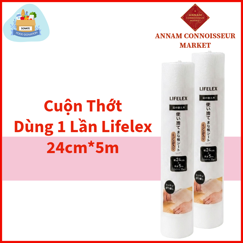 Cuộn thớt nhựa dùng một lần thương hiệu LIFELEX 24cm*5m, tiện lợi, an toàn, picnic, dã ngoại, nhanh 