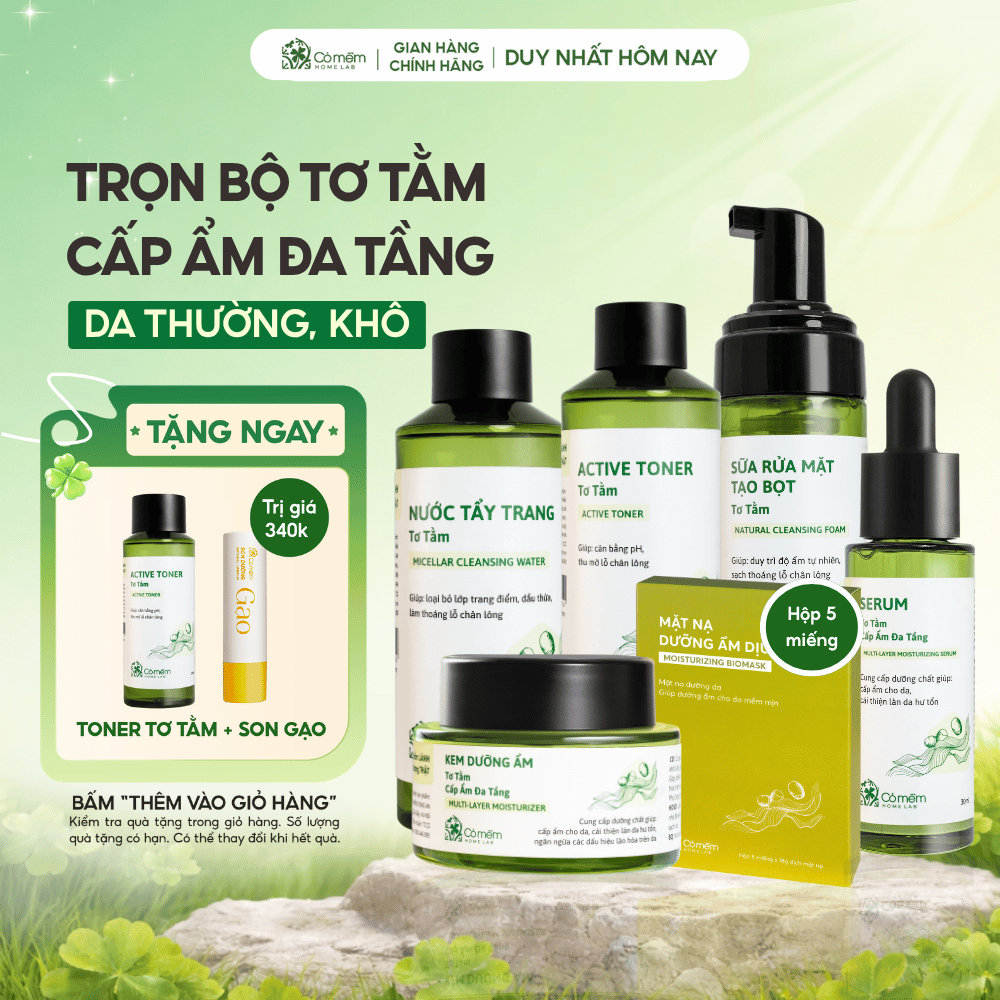 Bộ Chăm Sóc Da Chuyên Sâu Tơ Tằm 6 Sản Phẩm Dưỡng Ẩm Da Chuyên Sâu Cỏ Mềm