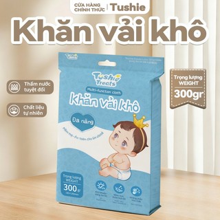 Tushie Treats Khăn Vải Khô Đa Năng 300g Cho Bé, Khăn Khô Siêu Mềm Mại & Thấm Hút An Toàn Cho Trẻ Sơ Sinh
