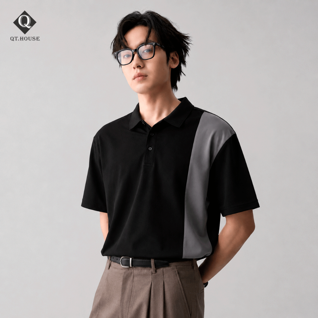 [Xả kho]  Áo thun polo nam Qthouse cổ bẻ form regular trơn vải cá sấu TC
