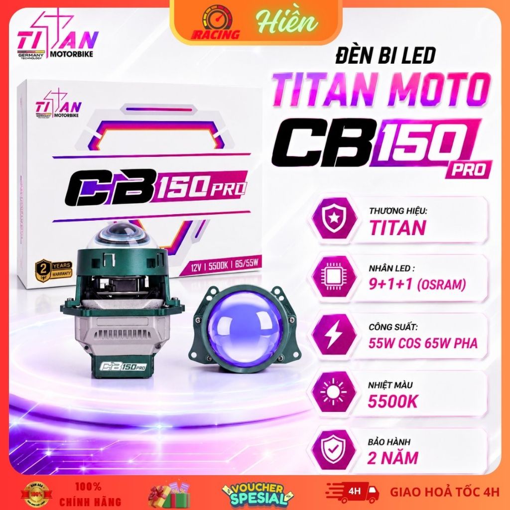 Đèn Bi Led CB150 Pro 3.0 Inch Công Suất 55W Cos 65W Pha, 9 Chip Led Osram - Bảo Hành 24 Tháng