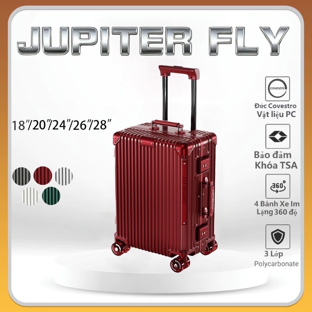 🔥VN🔥JUPITER FLY Luggage vali kéo cao cấp vali size 18/20/24/26/28 vali siêu nhẹ valy vali khung nhôm