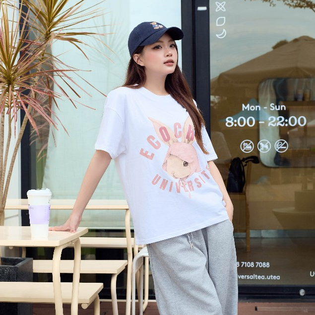 Áo Phông Boxy ECOCHIC In Lụa Áo Cổ Tròn Form Rộng In Hình Dễ Thương Chất Liệu Cao Cấp Chính Hãng B243 | BigBuy360 - bigbuy360.vn