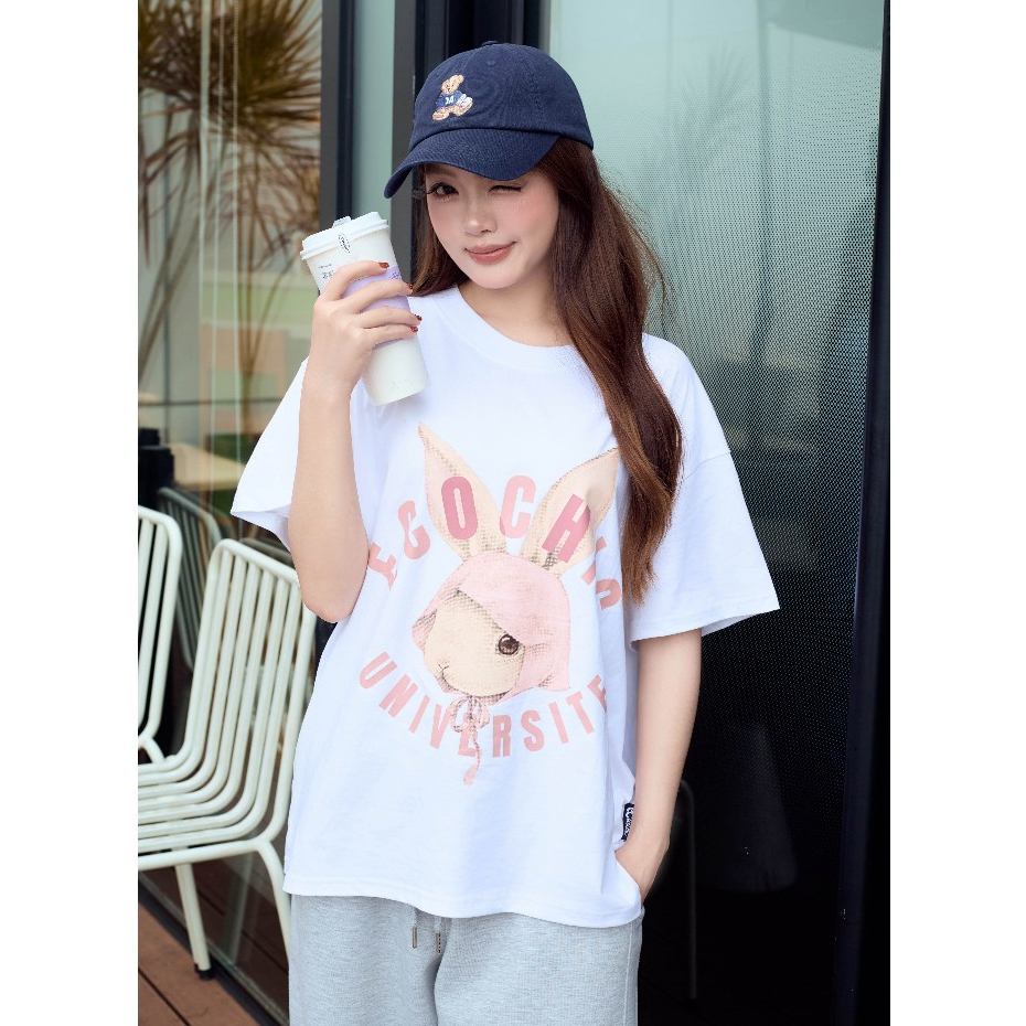 Áo Phông Boxy ECOCHIC In Lụa Áo Cổ Tròn Form Rộng In Hình Dễ Thương Chất Liệu Cao Cấp Chính Hãng B243 | BigBuy360 - bigbuy360.vn