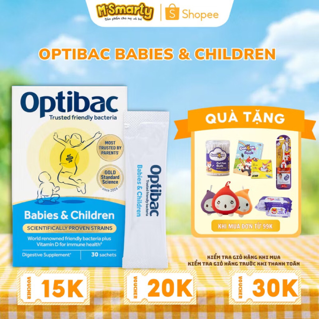 Men Vi Sinh Optibac Babies & Children – Men Vi Sinh Cho Bé, Bổ Sung Lợi Khuẩn, FOS & Vitamin D3