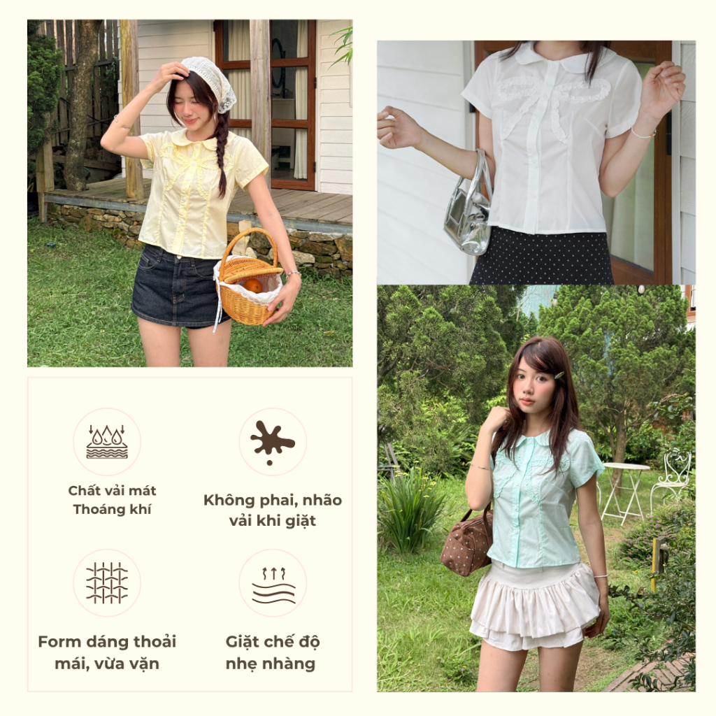 Áo sơ mi thô nến cổ sen, Áo kiểu mùa hè cổ sen dễ thương - 29feb.closet – A602 | BigBuy360 - bigbuy360.vn
