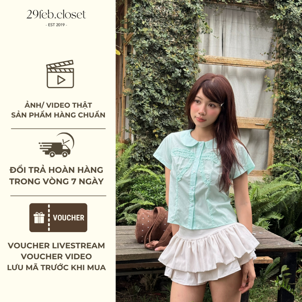 Áo sơ mi thô nến cổ sen, Áo kiểu mùa hè cổ sen dễ thương - 29feb.closet – A602 | BigBuy360 - bigbuy360.vn