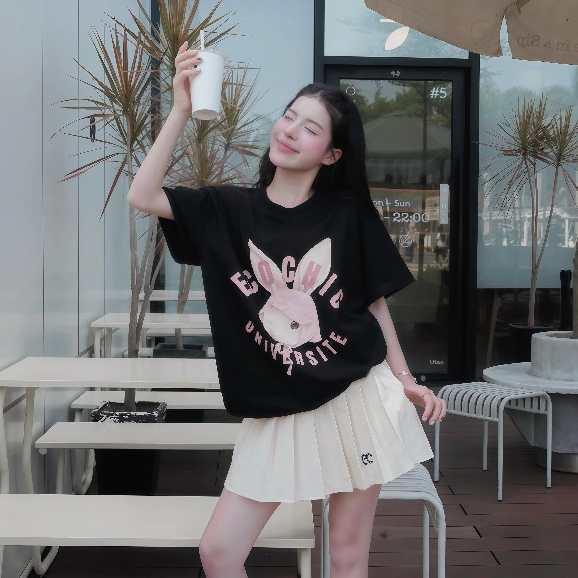 Áo Phông Boxy ECOCHIC In Lụa Áo Cổ Tròn Form Rộng In Hình Dễ Thương Chất Liệu Cao Cấp Chính Hãng B243 | BigBuy360 - bigbuy360.vn