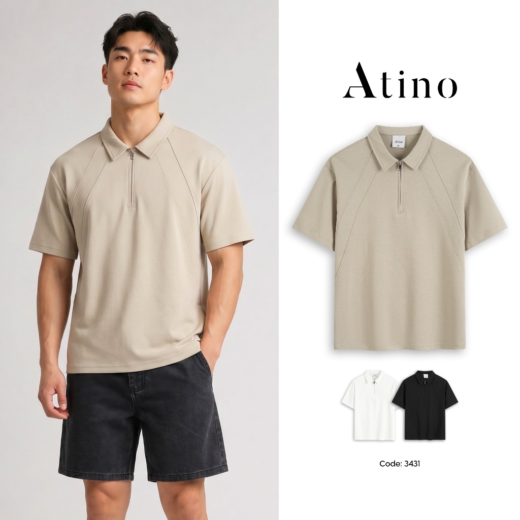 Áo Thun Polo Nam Cao Cấp ATINO Chất Liệu Cotton 2 Chiều Thoáng Khí Form Rộng Trẻ Trung L.3.3431