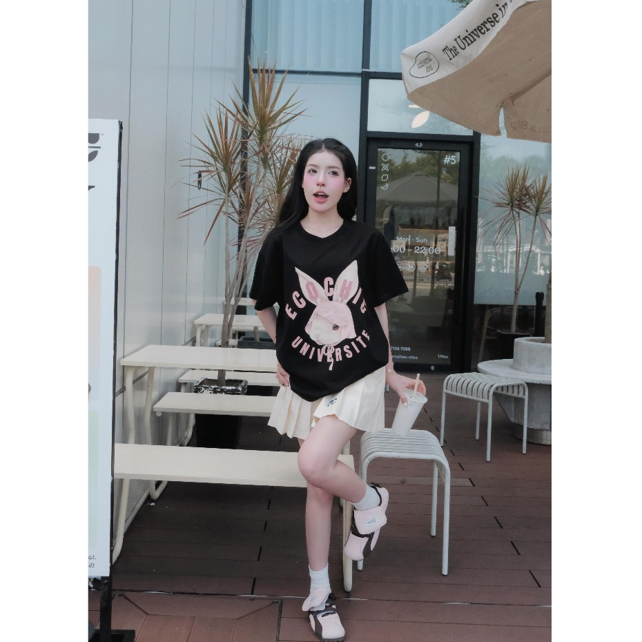 Áo Phông Boxy ECOCHIC In Lụa Áo Cổ Tròn Form Rộng In Hình Dễ Thương Chất Liệu Cao Cấp Chính Hãng B243 | BigBuy360 - bigbuy360.vn