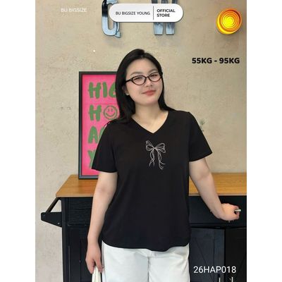 Áo thun cổ V in hình BIGSIZE (55kg đến 95kg) – 26HAP018 - [BU Bigsize]