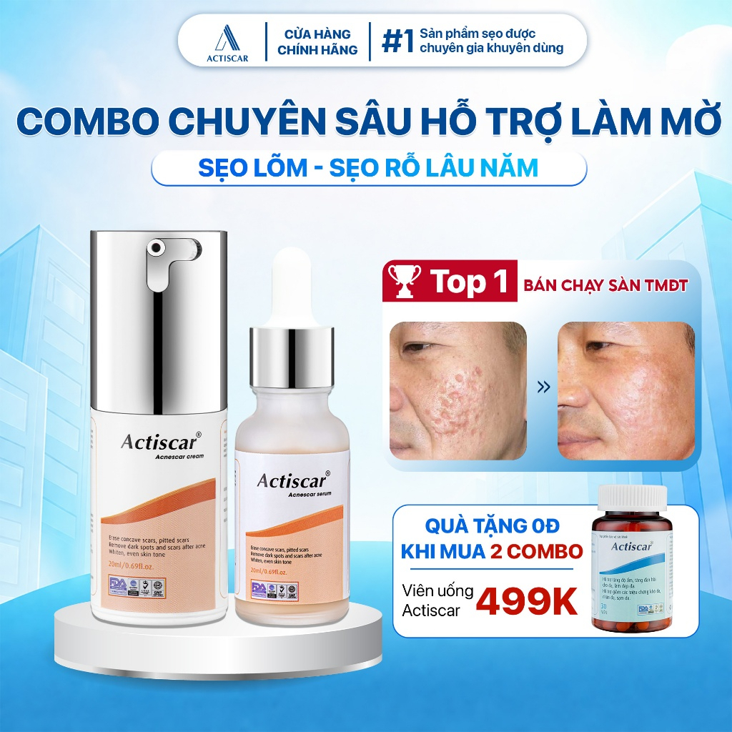 Kem Và Serum Mờ Sẹo Chuyên Sâu Actiscar Làm Mờ Sẹo Lõm, Sẹo Rỗ, Sẹo Thâm Mụn Lâu Năm