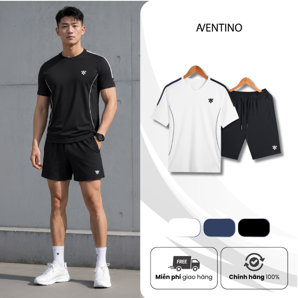 Bộ Thể Thao Nam Thun Lạnh Co Giãn 4 Chiều, Đồ tập Pickleball Đá Bóng Mát Lạnh Mùa Hè Aventino J71