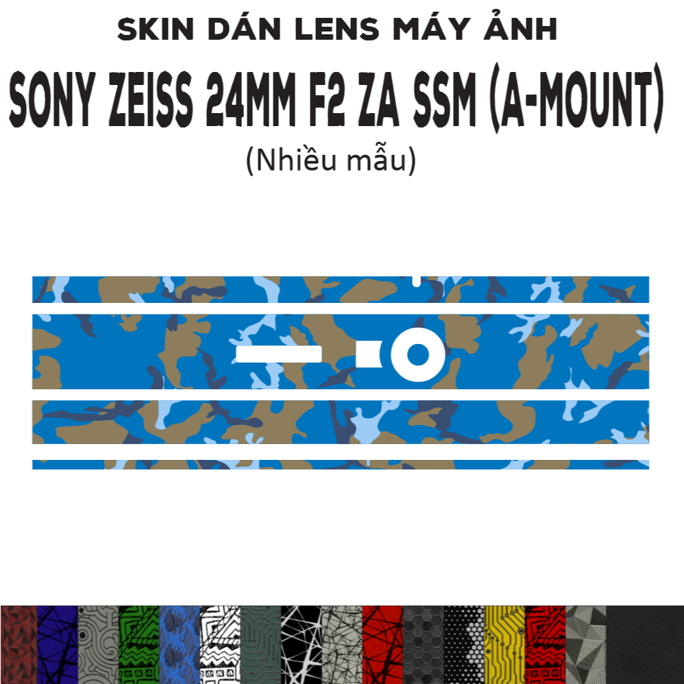 Skin dán Lens Sony Zeiss 24mm F2 ZA SSM (A-mount)  (Nhiều mẫu) | Decal Film 3M dán bảo vệ ống kính m