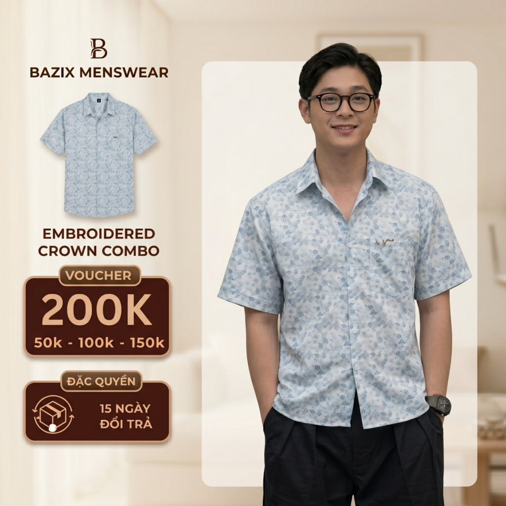 Áo Sơ Mi Basix C1 , Chất Lụa Hàn Mát Mịn, Form Áo Đứng, Kiểu Dáng Thanh Lịch
