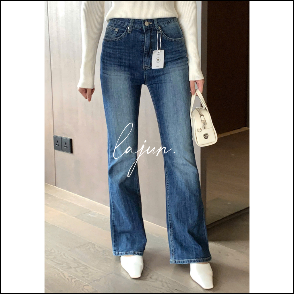 [LAJUN KOREA] Quần Jeans Slim Boots Lưng Cao Ống Loe Co Giãn Tôn Dáng Hàn Quốc