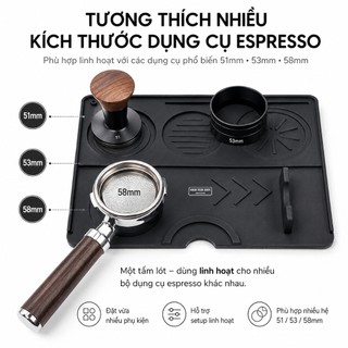 HIGHTECHGATE Espresso Mat | Tấm Lót Pha Cà Phê Đa Năng Đặt Tamper & Tay Pha 51/53/58mm