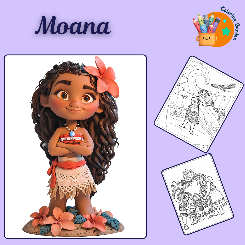 Set 50/25 tờ tranh tô màu, tranh tập tô cho bé hình Moana giấy A4, A5 T0028MN