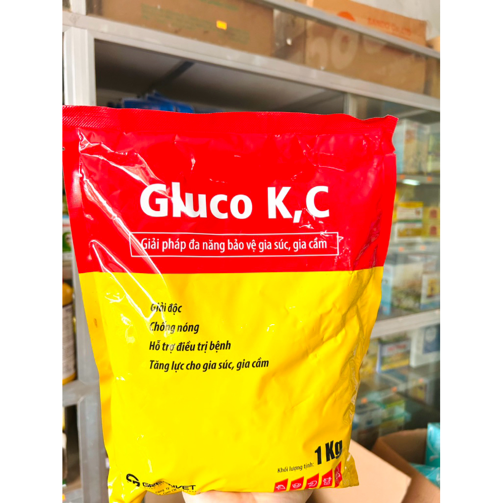 [Gói 1kg] -Gluco-K-C: Bổ sung vitamin K, vitamin C và glucose cung cấp năng lượng cho heo, bò, gà, v