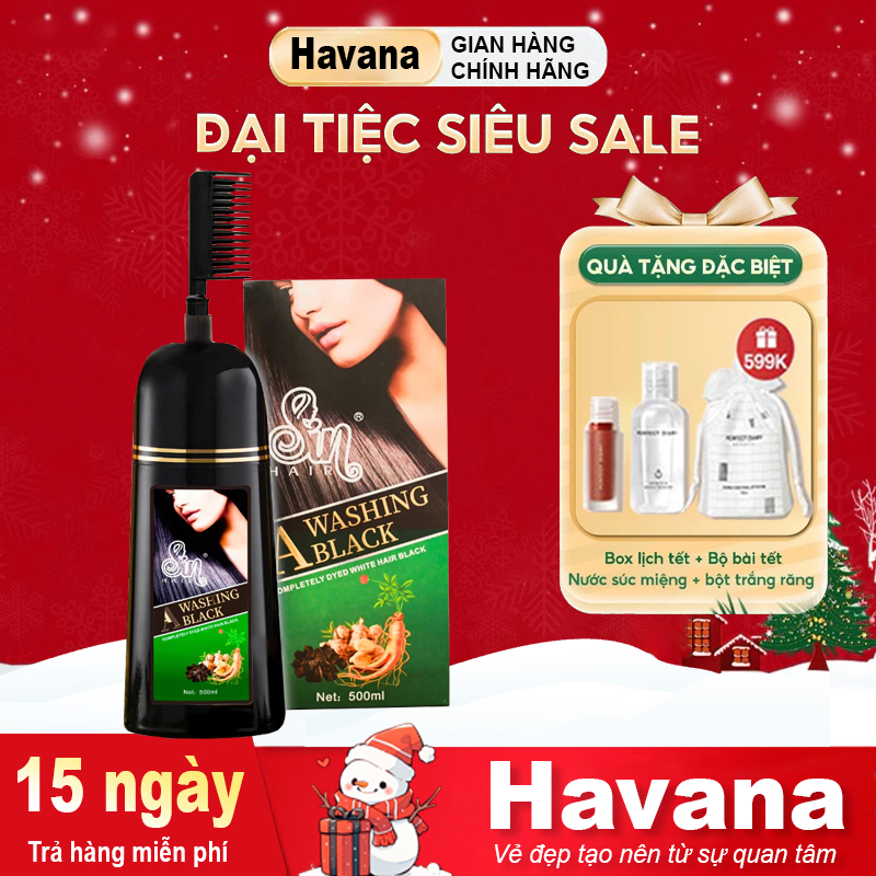 Dầu gội phủ bạc SIN HAIR Nhật Bản 500ml, thành phần nhân sâm giúp phủ bạc tóc và thay đổi màu tóc | 