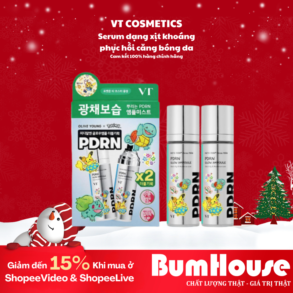 Serum Dạng Xịt Khoáng Vt Cosmetics PDRN Glow Ampoule Mist 100ml