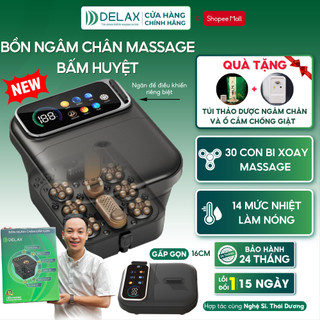 Bồn Ngâm Chân Massage DELAX Gấp Gọn, 30 Bi Lăn 3D, 3 Chế Độ Kết Hợp Chườm Ấm Giúp Giảm Đau Mỏi, Tăng Tuần Hoàn Máu DC30