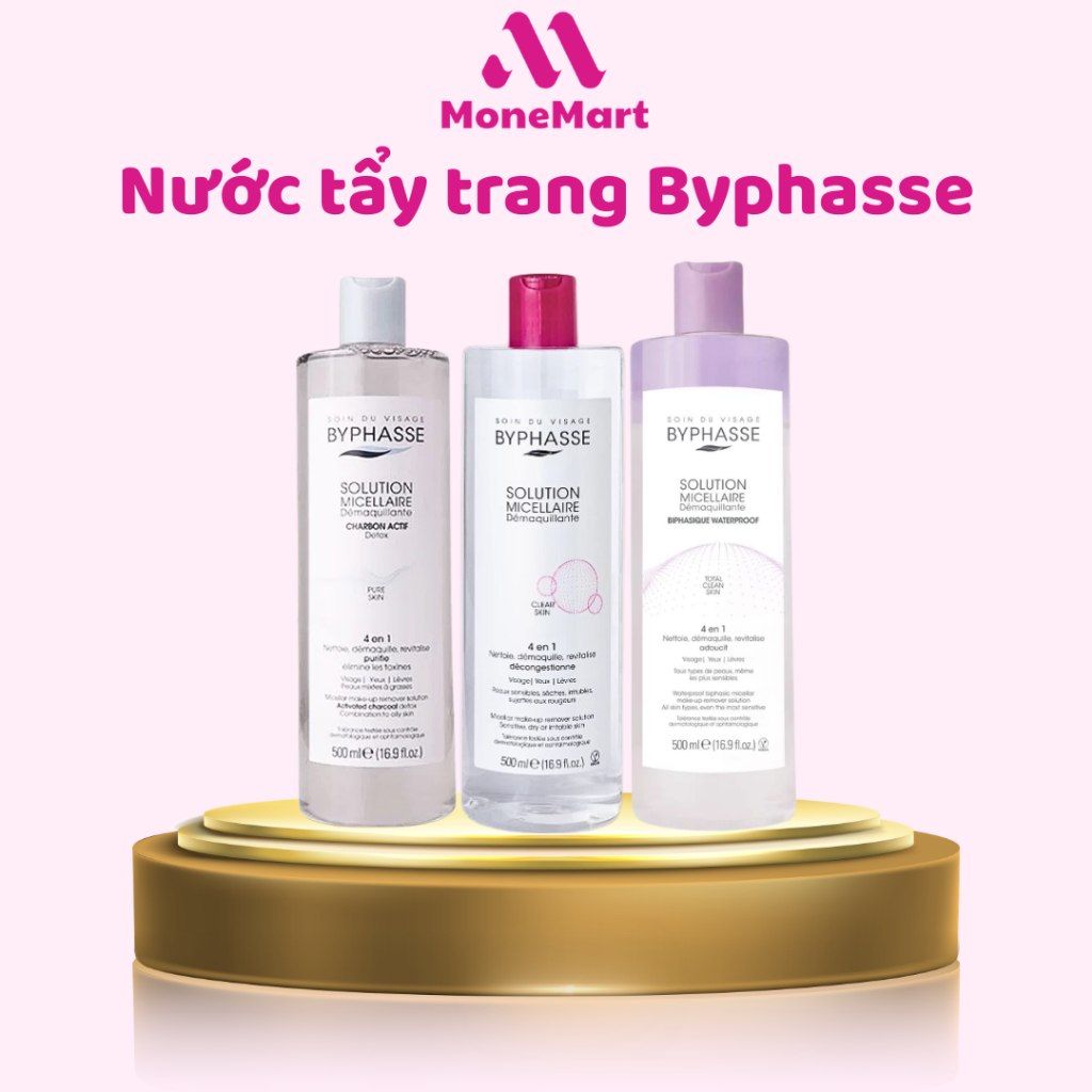 Nước tẩy trang Byphasse mọi loại da / than hoạt tính Byphasse 500ml dành cho mọi loại da