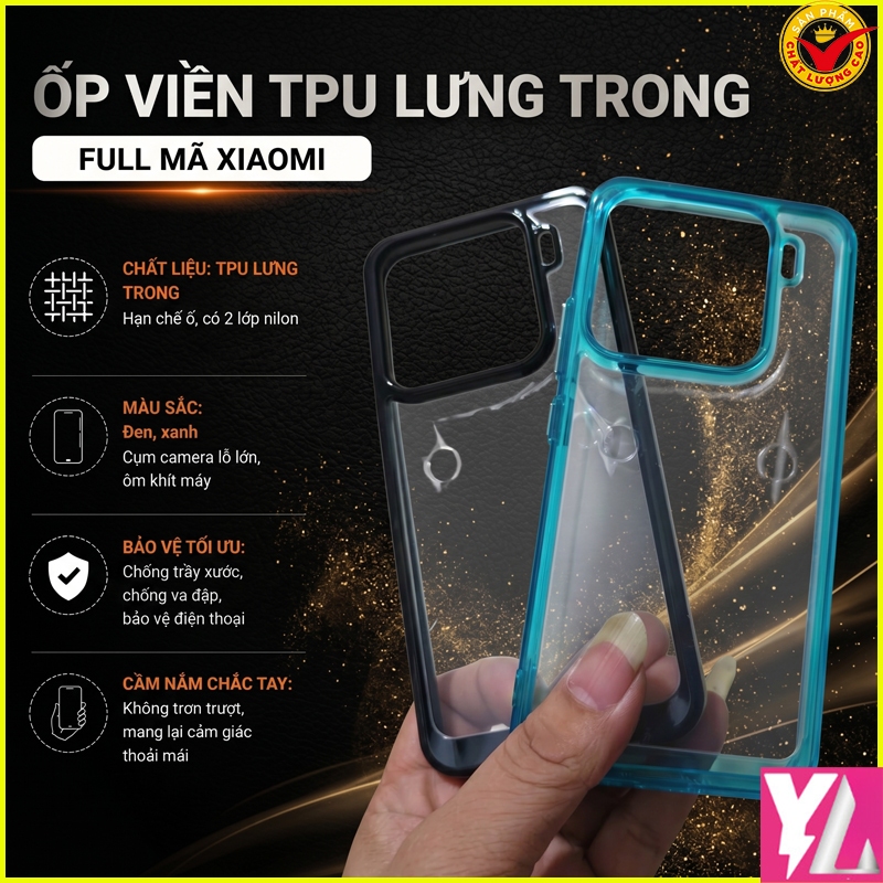 Ốp Lưng Xiaomi Mi 14/ Mi 14 Pro/ Mi 14 Ultra/ Mi 14T/ 14T Pro ... Viền dẻo lưng cứng trong suốt