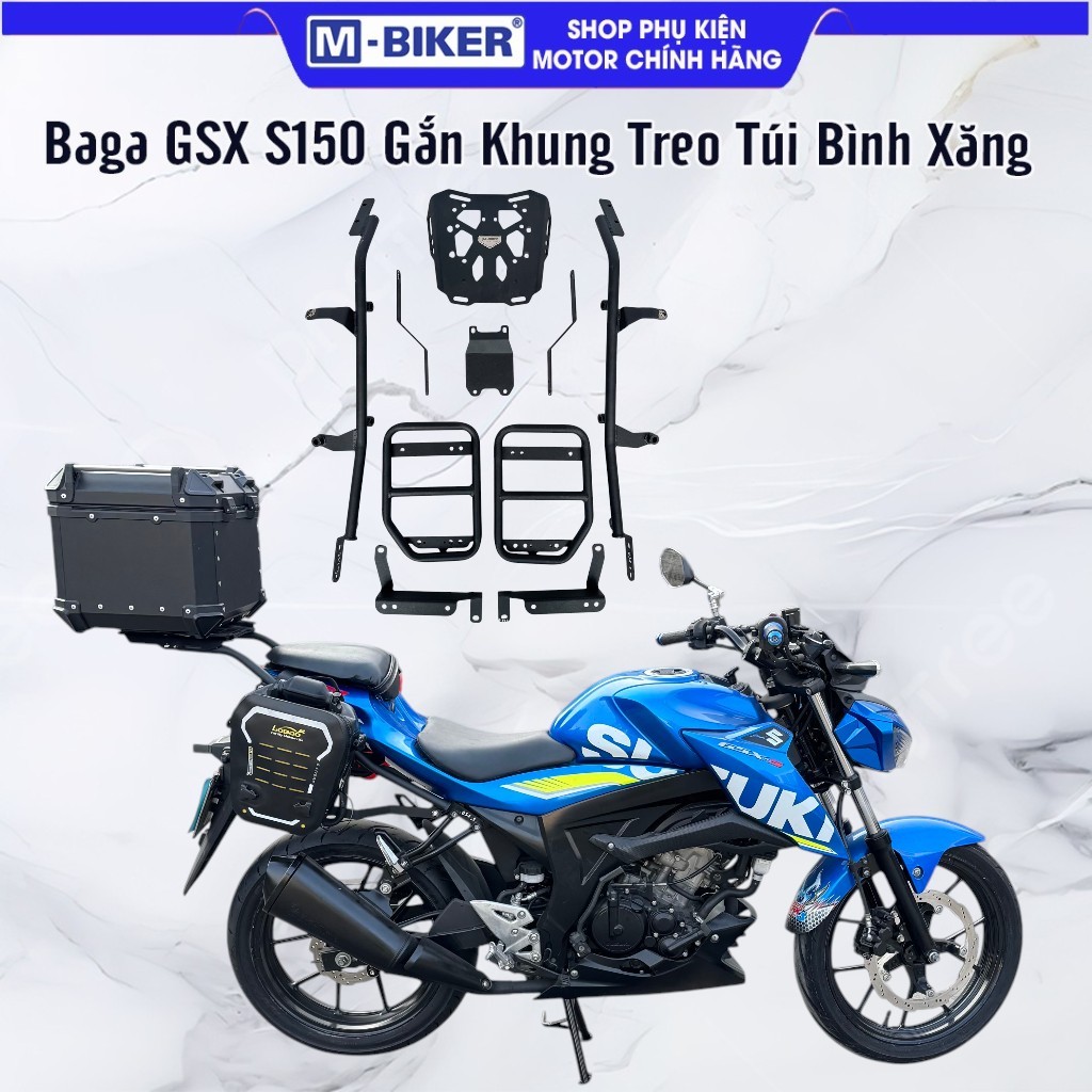 Baga Suzuki GSX-S150 Gắn Khung Treo Túi Mẫu – Baga GSX S150, Khung Túi Hông GSX-S150 Chắc Chắn