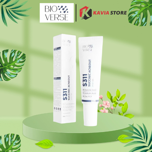 Gel chấm mụn Bioverse S311 Succinic Acneout 10ml 3% Succinic acid + 1% Salicylic acid hỗ trợ giảm kh