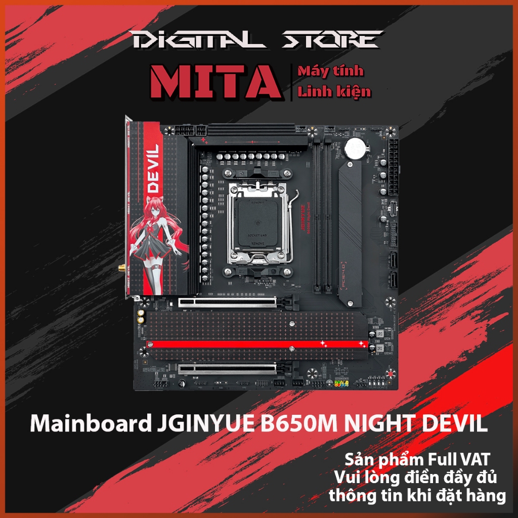 Mainboard JGINYUE B650M Night Devil DDR5 AM5 Bảo Hành 36 Tháng MITA PC