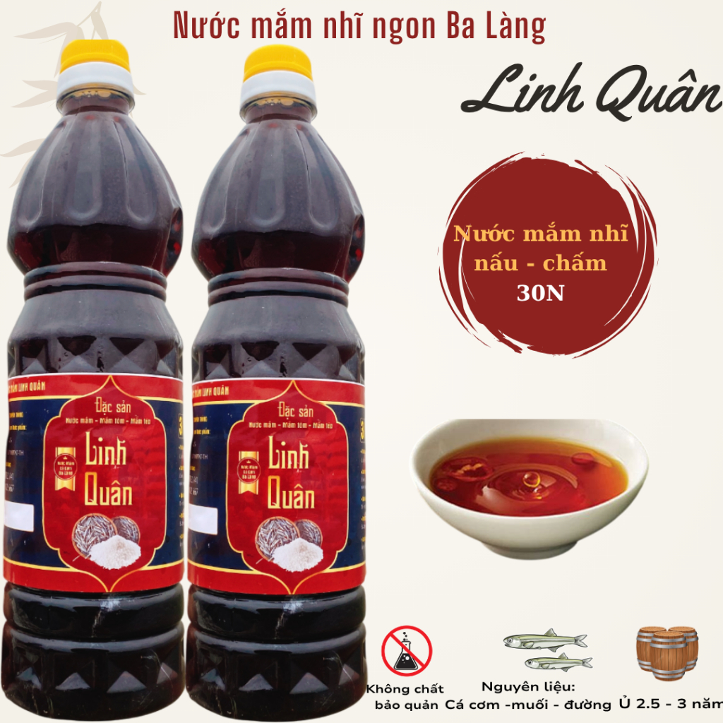 Can 1 lít - 2 lít Nước Mắm Nhĩ Linh Quân Ba Làng – Mắm Ngon Truyền Thống – Đậm Đà Hương Vị Quê Nhà