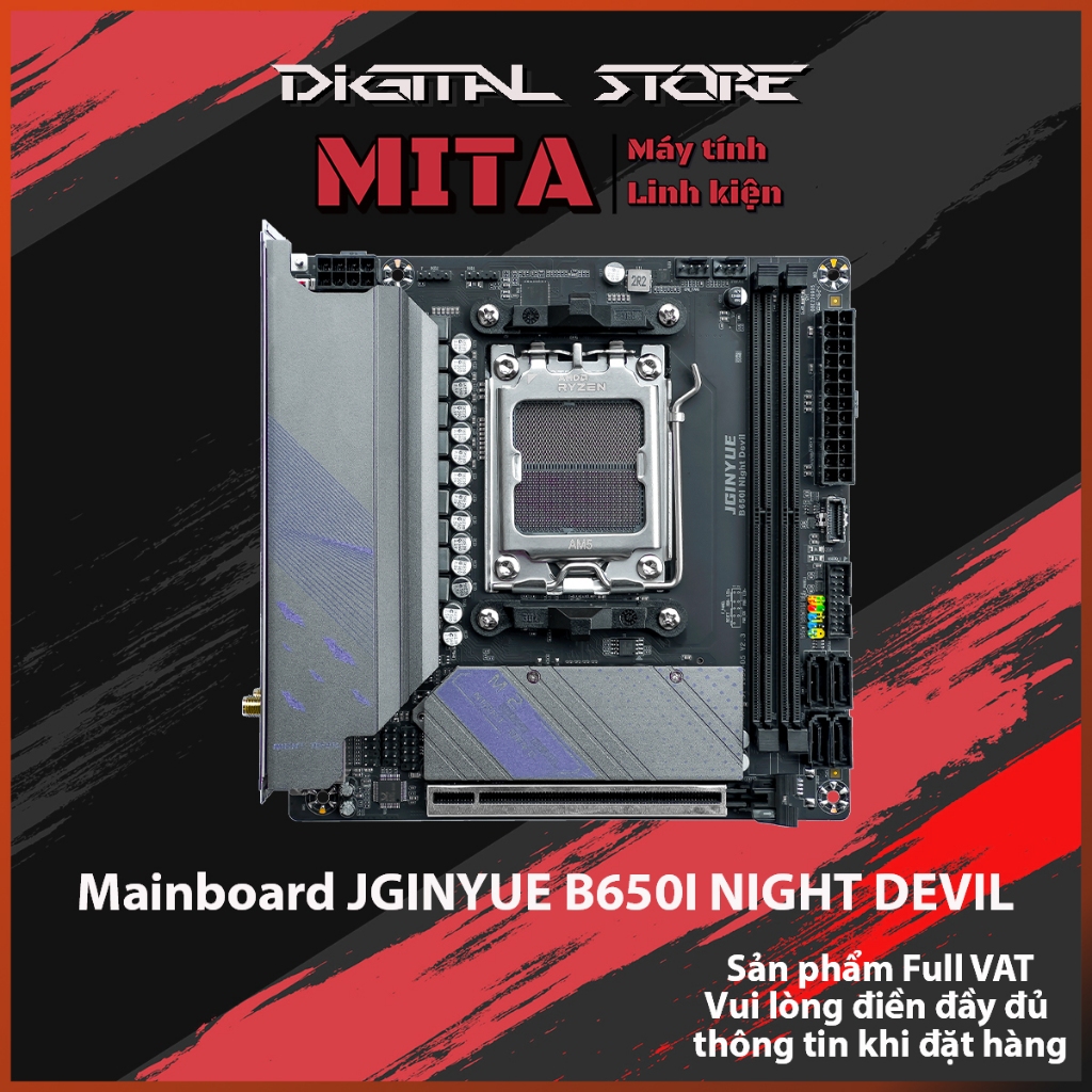 Mainboard JGINYUE B650I Night Devil DDR5 AM5 Bảo Hành 36 Tháng MITA PC