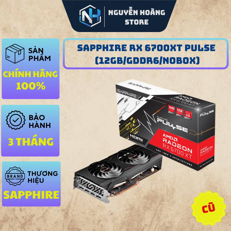 VGA card màn hình SAPPHIRE RX 6700XT Pulse 12GB Cũ
