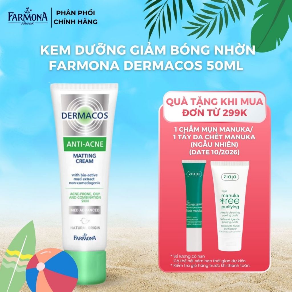 Kem Dưỡng Giảm Bóng Nhờn Farmona Dermacos Anti-Acne Matting Bioactive Mud  Extract Non-comedogenic 5
