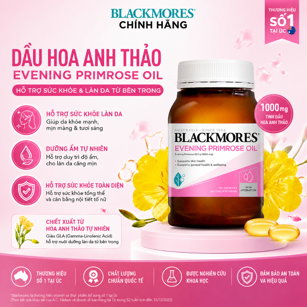 Tinh dầu hoa anh thảo blackmores hỗ trợ điều hòa nội tiết 190 viên OZ Slim Official