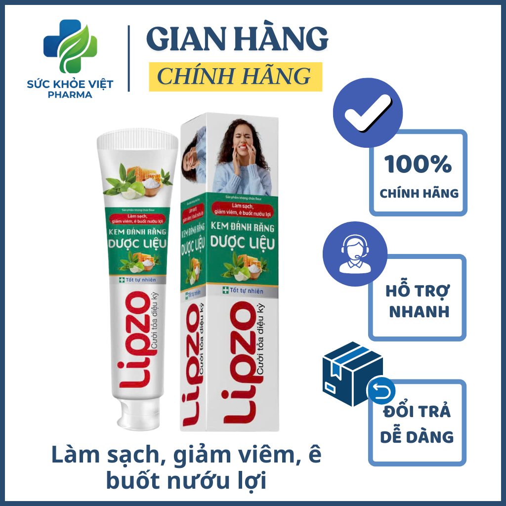 Kem đánh răng Dược liệu Lipzo | Làm sạch, giảm viêm, giảm ê buốt nướu lợi