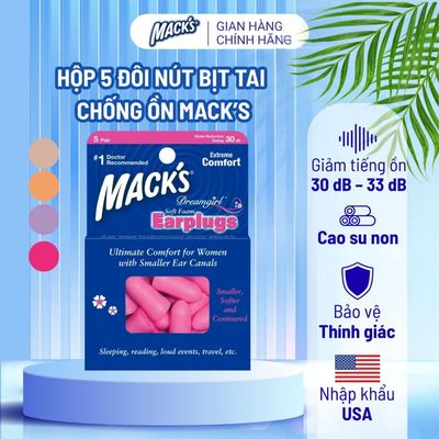 Hộp 5 Đôi Nút Bịt Tai Mack's Chống Ồn, Chống Ngáy Cho Giấc Ngủ Thoải Mái, Du Lịch, Học Tập -  Nhập Khẩu Mỹ