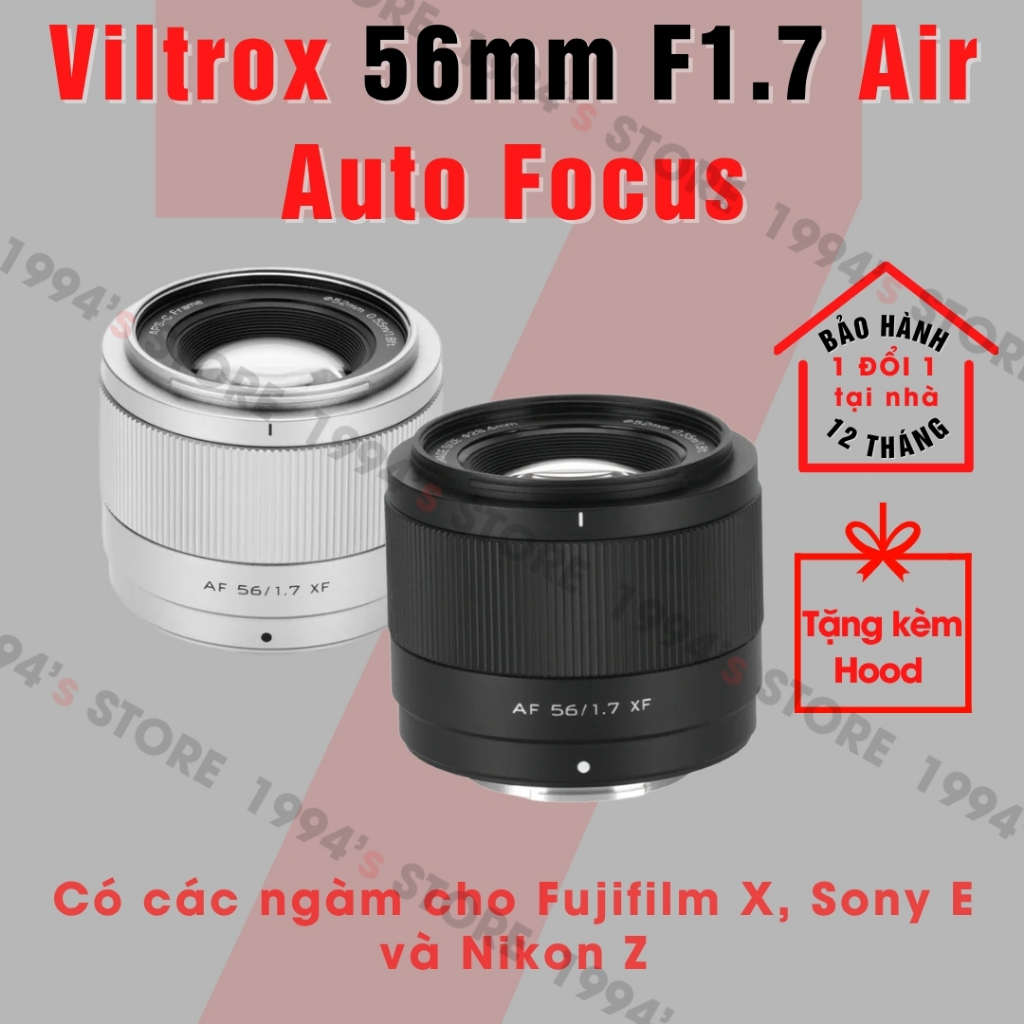 Ống kính Viltrox AF 56mm F1.7 Air Auto Focus - Chuyên chân dung lấy nét tự động dành cho Fujifilm FX
