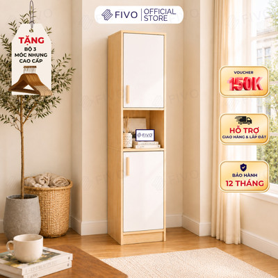 [Freeship HCM] Tủ Áo Gỗ Cá Nhân FIVO FC05, Gỗ Chống Ẩm Cao Cấp, Thiết Kế Tinh Gọn Có Hộc, Phù Hợp Cho Không Gian Nhỏ