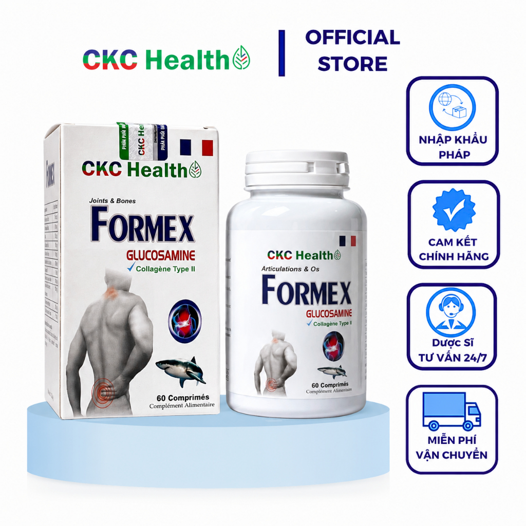 Viên uống xương khớp FORMEX CKC Health Nhập khẩu Pháp với Glucosamine & Collagen type II và Nano Cal