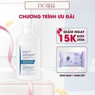 Ducray - dầu gội làm sạch gàu, dịu ngứa và đỏ da ducray kelual ds shampoo 100ml tặng khăn uớt