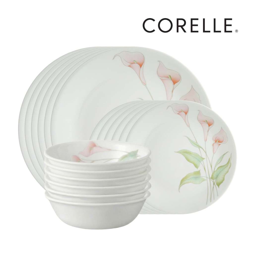 SET 18 Cái 6 người – Tô chén dĩa thủy tinh CORELLE LilyVille (18-LV) - 18-LV Chính hãng