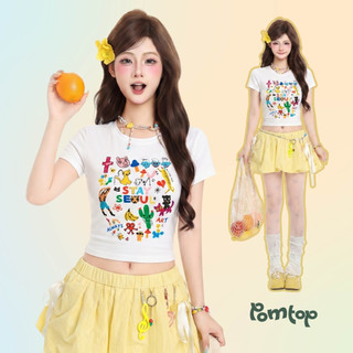 Áo thun croptop nữ in hình Stay Seoul kute form ôm tôn dáng – POMTOP TN06C