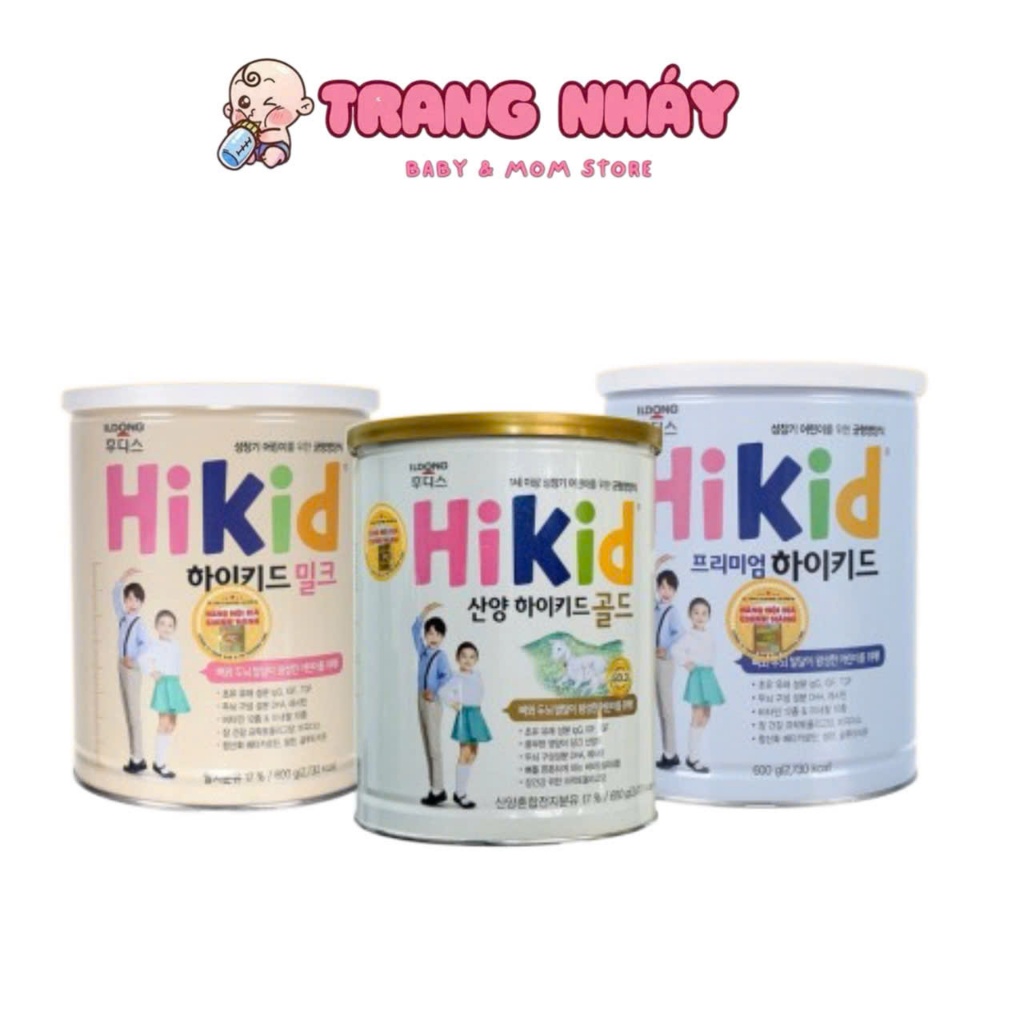 [ HSD 2027 ] Sữa Hikid Tăng Chiều Cao Hàn Quốc Dê, Hikid Bò Vani, Premium Tách Béo, Socola-650g 600g